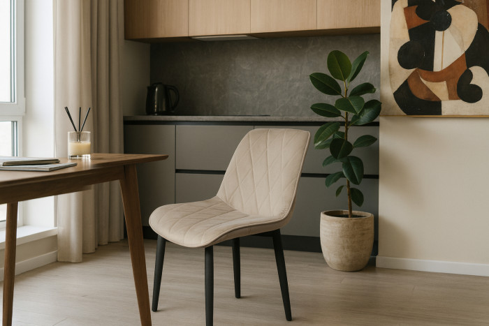 Стул "Оскар" черный матовый Томми 08 серый