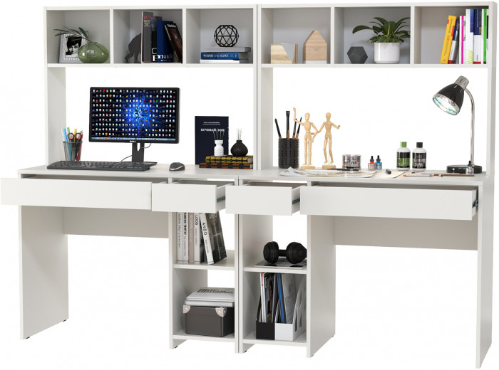 компьютерный стол Комфорт 12.77F + компьютерный стол Комфорт 12.77F, белый шагрень