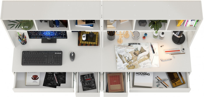 компьютерный стол Комфорт 12.77F + компьютерный стол Комфорт 12.77F, белый шагрень