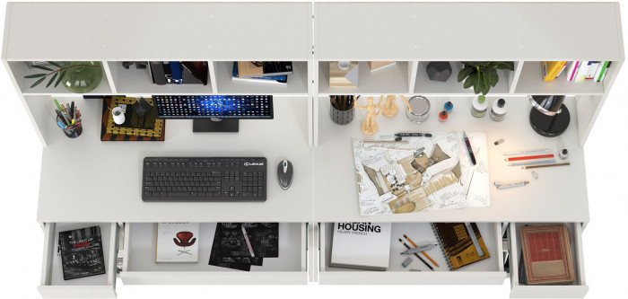 компьютерный стол Комфорт 12.77F + компьютерный стол Комфорт 12.77F, белый шагрень