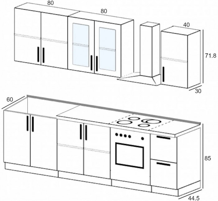 Кухня МДФ 2000 Милано Компоновка №2 (Шарли бриз, Белый)