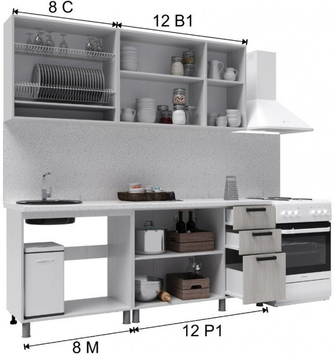 Кухонный гарнитур Версаль 2,0м Айвори/Васаби
