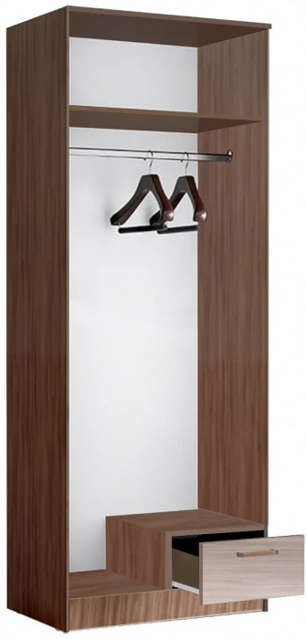 Адель Шкаф 0,8 платяной (Дуб Вотан / Белый глянец)