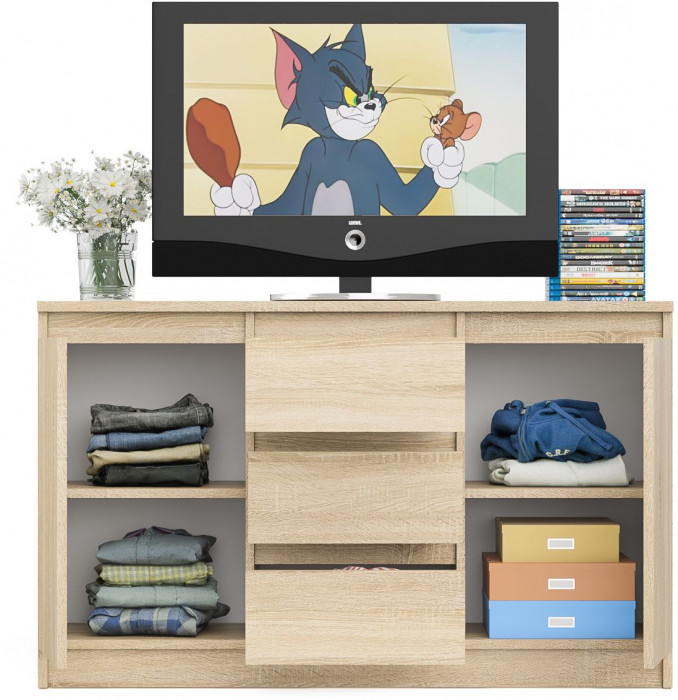 Мори Комод МК1200.3, цвет дуб сонома, ШхГхВ 120,4х41х73 см.