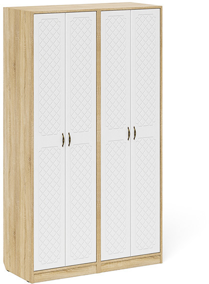 Прихожая П-6 Шкаф + Шкаф, цвет дуб сонома/фасады МДФ белое дерево фрезеровка ромб, ШхГхВ 120х50х210 см.