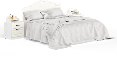 Ливерпуль Кровать 11.08 + осн. + ножки + две Тумбы 08.146 + две 10.117, цвет ясень ваниль/белый, ШхГхВ 266х204х112 см., 1600х2000 мм., б/м, орт. есть