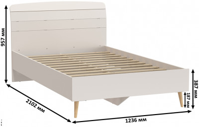 Афина Спальня Кровать 1200 + Тумба прикроватная, цвет кашемир серый, ШхГхВ 123,6х210,2х95,7 + 45х37х45 см., сп.м. 1200х2000 мм., б/м, основание есть