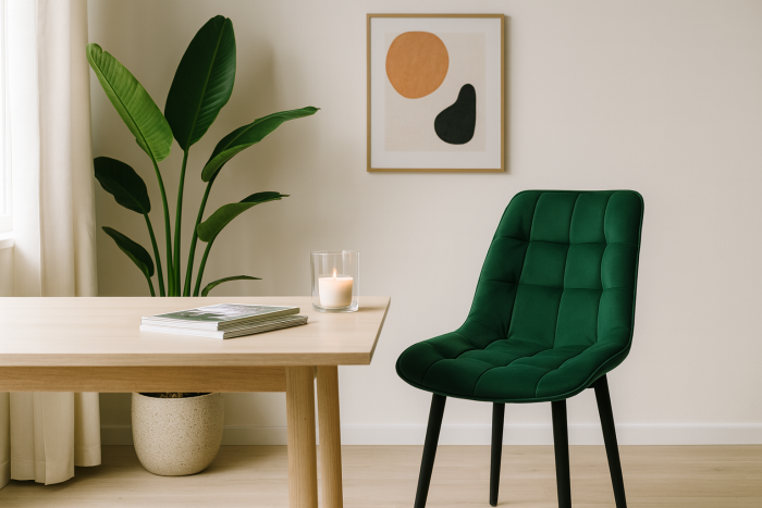 Стул "Бостон" черный матовый Velutto 33 зеленый