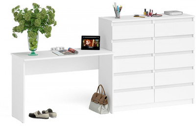 Мори Стол письменный МСП1200.1 + Комод МК1200.10, цвет белый, ШхГхВ 240,8х50х115 см., универсальная сборка