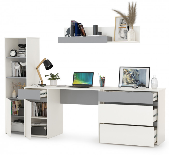 Торонто Компоновка № 02, белый шагрень/стальной серый