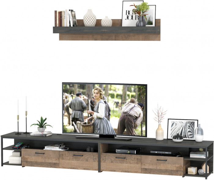 Трувор 13.70 Тумба под ТВ + 13.70 Тумба под ТВ + 15.60 Полка, дуб гранж песочный/интра