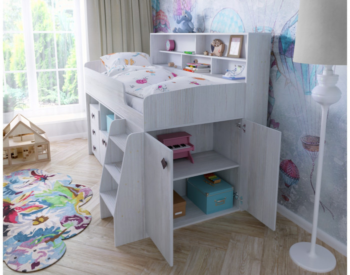 Кровать-чердак Малыш 5 (Винтерберг/Дуб молочный)