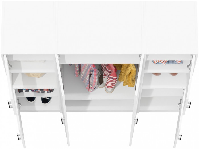 Шкаф С-МД-СК9Ш+Пенал С-МД-СК9П+Пенал С-МД-СК9П, цвет белый шагрень, ШхГхВ 156х45х160 см., универсальная сборка