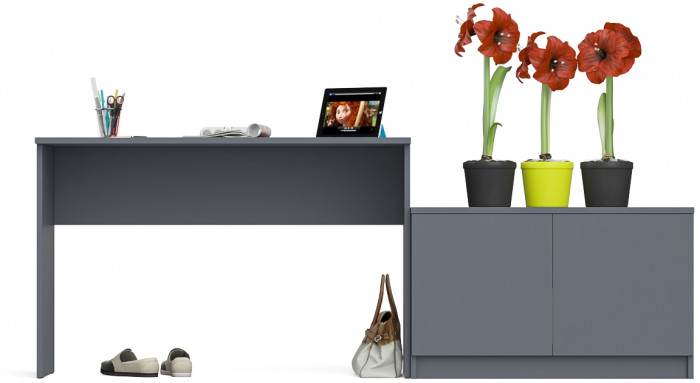 Мори Стол письменный МСП1200.1 + Тумба МА900.1, цвет графит, ШхГхВ 210,8х50,4х76,6 см., универсальная сборка