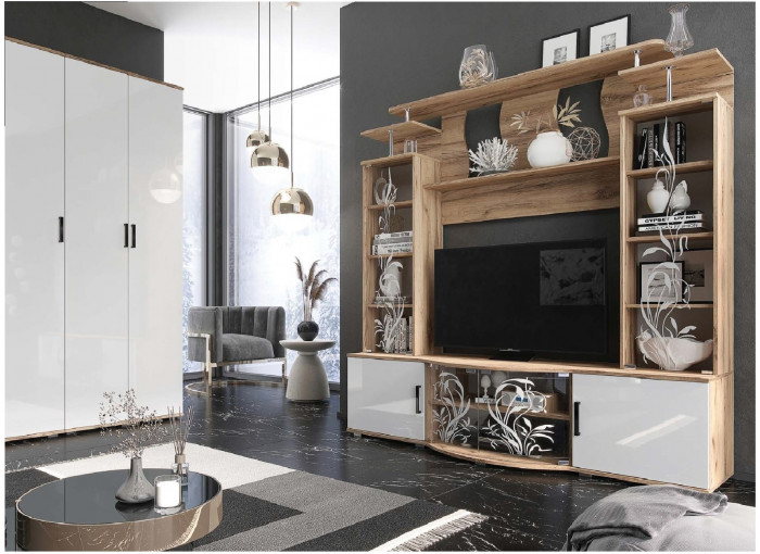 Модульная гостиная Виста (Ясень шимо темный / светлый)