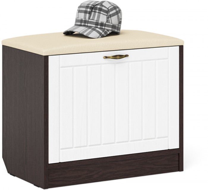 Прихожая П-6 Компоновка № 20, цвет венге/фасады МДФ белое дерево фрезеровка прованс, ШхГхВ 90х35х210 см., универсальная сборка