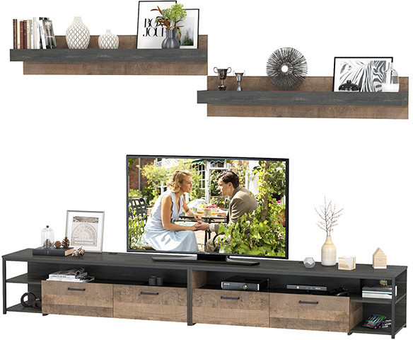 Трувор 13.70 Тумба под ТВ + 13.70 Тумба под ТВ +15.60 Полка + 15.60 Полка, дуб гранж песочный/интра
