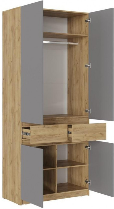 Роджина Шкаф двухстворчатый (Крафт белый, Графит)