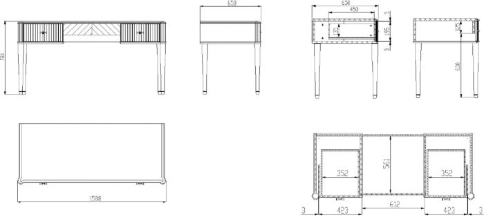 Стол письменный "Тиволи" - Серый антрацит (лак)