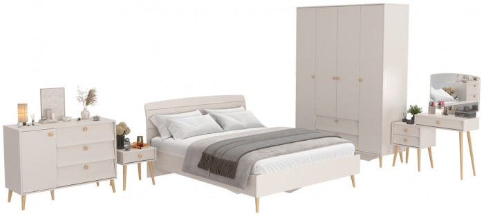 Афина Спальня 31-1600, цвет кашемир серый, сп.м. 1600х2000 мм., б/м, основание есть - фанера