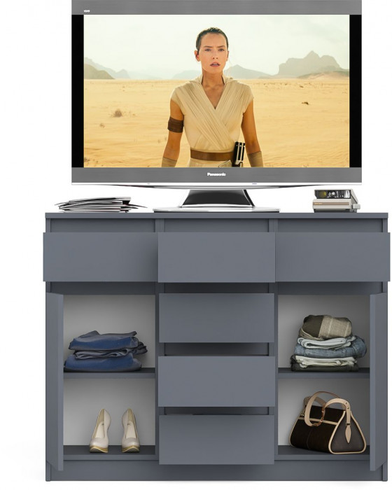 Мори Комод МК1200.4, цвет графит, ШхГхВ 120,4х41х94 см.