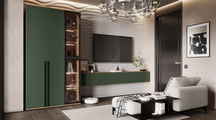 Норд Модульная Гостиная, Дуб крафт/Изумрудный