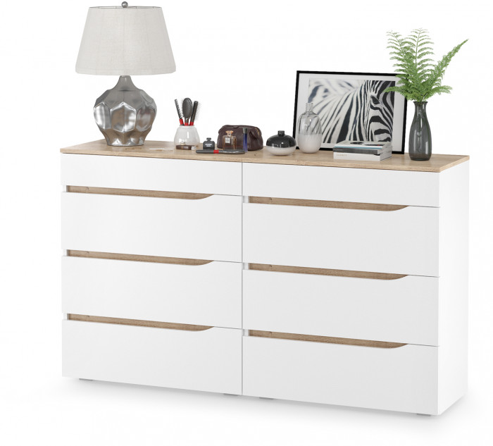 Муссон 13.97 Комод + 13.97 Комод, белый/дуб эндгрейн элегантный