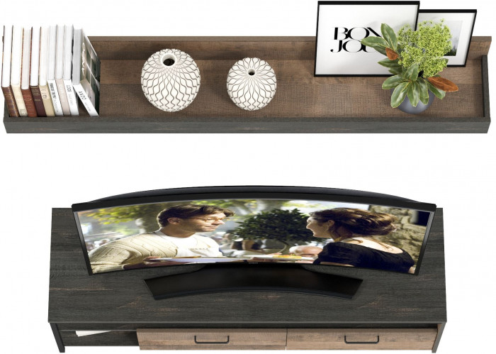 Трувор 13.70 Тумба под ТВ + 15.60 Полка, дуб гранж песочный/интра