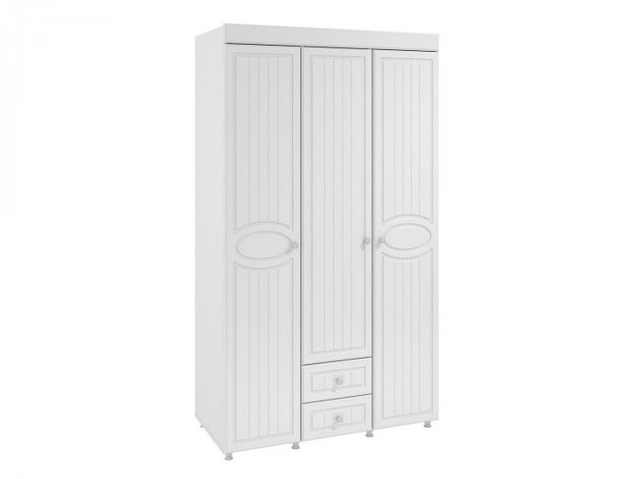 Шкаф 3-х дверный с ящиками Монако МН-56 белое дерево