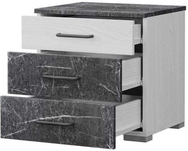 Теана тумба прикроватная ясень анкор светлый/МДФ мрамор дарк