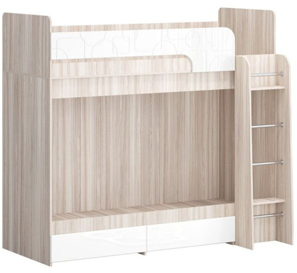 Двухъярусная кровать Бемби МДФ NEW, ясень (Ваниль матовая, Ясень шимо светлый)