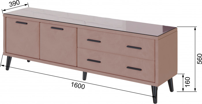 Тумба ТВ интерьерная Виго 1,6 пыльная роза