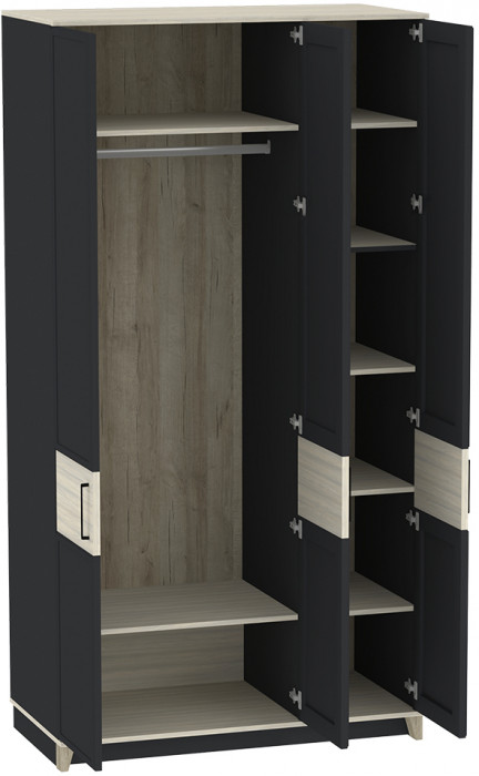 Шкаф для одежды и белья Аурелио 444, Антрацит, Блеквуд Сатиновый