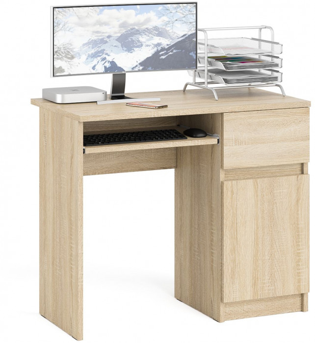 Мори компьютерный стол МС-1 правый, дуб сонома