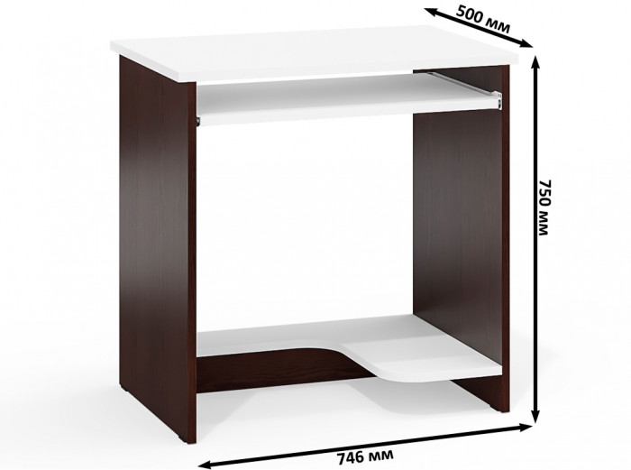 компьютерный стол С-МД-СК11-1, венге/белый шагрень
