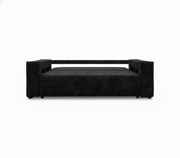 Диван-кровать Лофт Люкс Плюш с подсветкой, еврокнижка, 140х195, черный