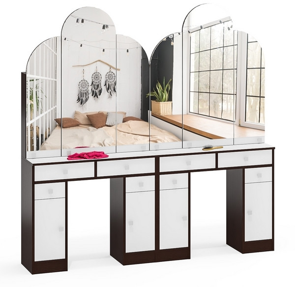 Два туалетных столика Трельяжа МД №2, венге/белый шагрень