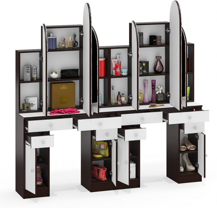 Два туалетных столика Трельяжа МД №2, венге/белый шагрень