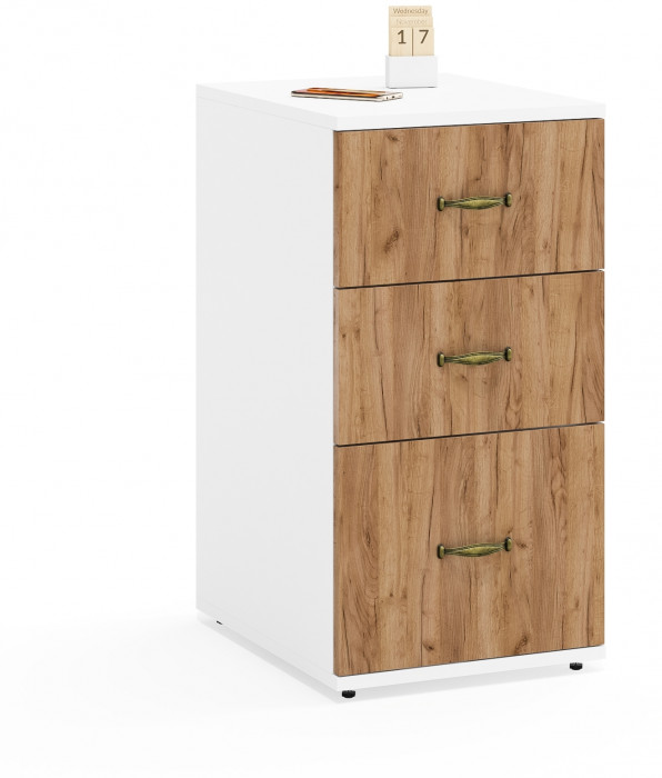 Лидер-8 Модуль Тумба МД 3.16, белый шагрень/крафт золото