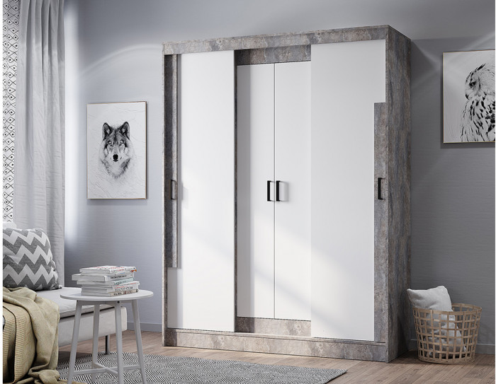 Шкаф-купе "Смарт" ШКК-06 Цемент светлый/белый