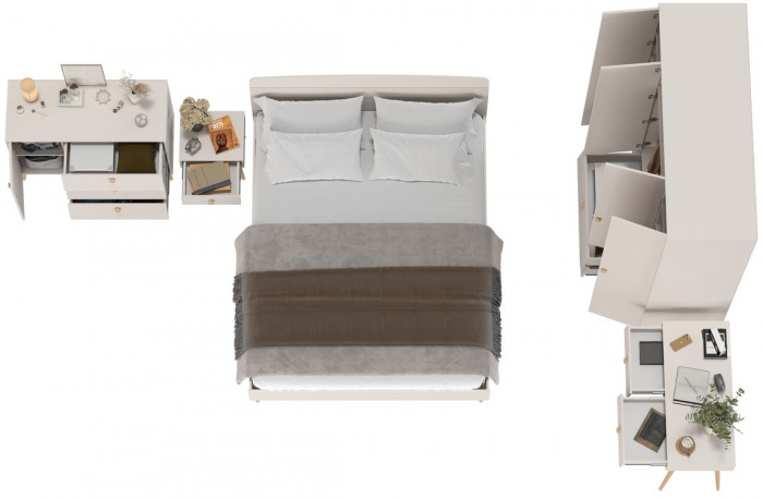 Афина Спальня 32-1600, цвет кашемир серый, сп.м. 1600х2000 мм., б/м, основание есть - фанера