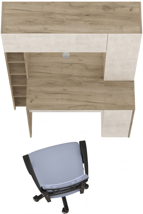 КР100 Стол компьютерный Комфорт 12.71 + кресло 103 серое, цвет дуб крафт серый/шёлковый камень, ШхГхВ 116,7х60,2х165,4 см., НЕ универсальная сборка