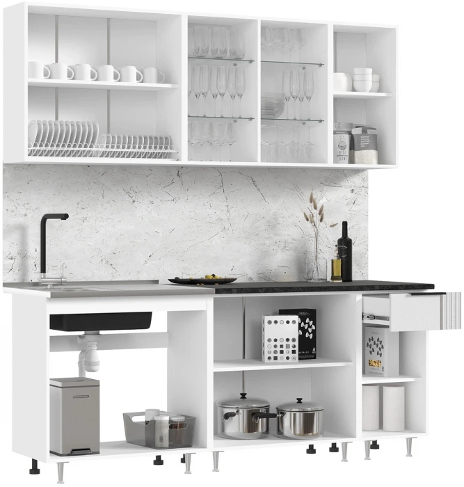 Кухня Виктория 2,0м Пластер бьянко/белый