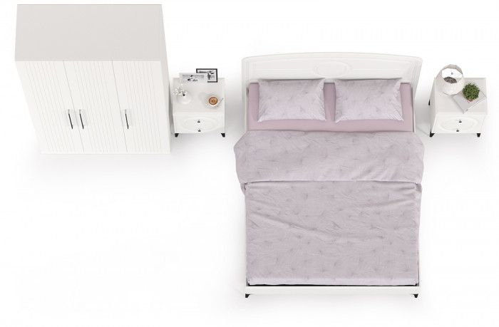 Валенсия Спальня № 33, цвет ЛДСП белый шагрень/МДФ белый шагрень, ортопед есть, сп. м. 1600х2000 мм., б/м