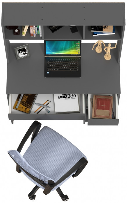 Стол компьютерный Комфорт 12.77F + кресло 103 серое, цвет тёмно-серый, ШхГхВ 100х49,8х147 см., универсальная сборка