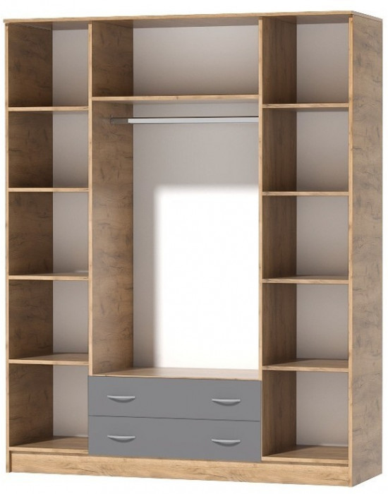 Кэт-7 Шкаф 4 -створчатый (Крафт золотой / Миндаль)