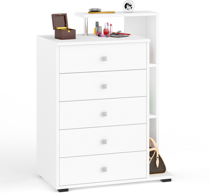 Камелия спальня № 11 Кровать с ящиками 1800 + Две тумбы + Комод + Шкаф 4-х створчатый, белый