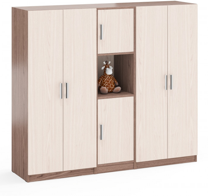 Шкаф С-МД-СК9Ш+Пенал С-МД-СК9П+Шкаф С-МД-СК9Ш, цвет ясень шимо светлый/ясень шимо тёмный, ШхГхВ 183х45х160 см., универсальная сборка