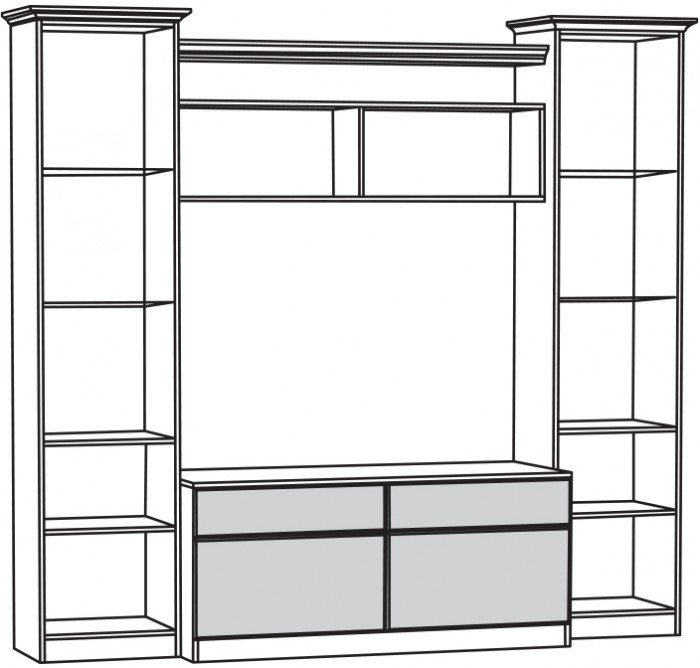 Ливерпуль Набор мебели 1, цвет ясень ваниль/белый, ШхГхВ 240х49,3х220,3 см.(без учёта карниза), ниша для тв 140х49х90 см.