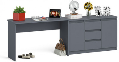 Мори письменный стол МСП1200.1 + Комод МК1200.3, графит